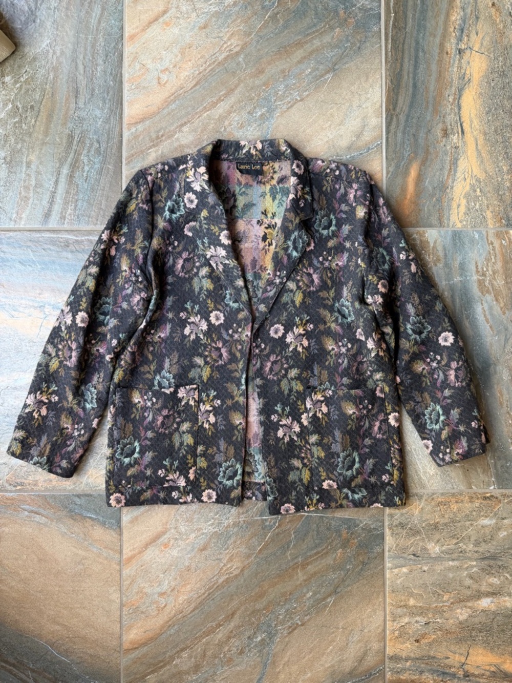 Vintage Laurie Lee Floral Tapestry Blazer Jacket Whimsigoth Boho Large XL